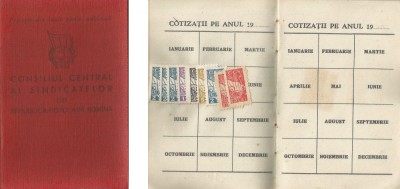 Romania, Carnet de membru Consiliul Central al Sindicatelor din R.P.R., Buzescu, 1959 foto