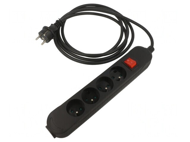 Prelungitor alimentare 4 prize PVC negru 3m 16A