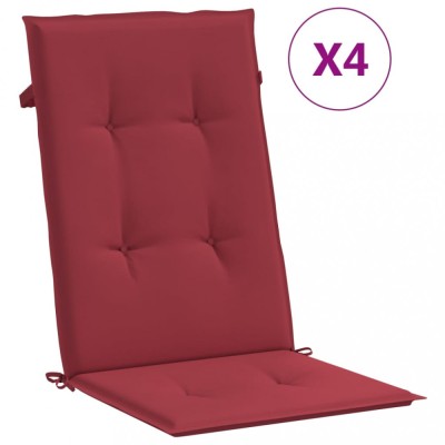 Perne scaun cu spatar inalt, 4 buc., rosu, 120x50x3 cm, textil foto