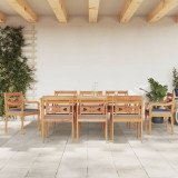 vidaXL Set mobilier grădină cu perne gri &icirc;nchis 9 piese lemn masiv tec