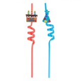 Set Paie Reutilizabile Din Plastic, Model Tort Happy Birthday și Pălărie De Petrecere, 2 Bucăți, Culoare Turcoaz și Roșie, Dimensiune 4x270mm, Oem