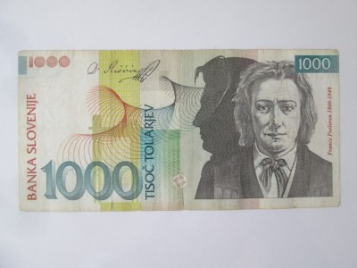 Slovenia 1000 Tolarjev 1993 in stare buna foto