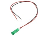 Lampă LED verde plată &Oslash;6mm APEM QS63XXG24 24VDC cu cabluri 200mm