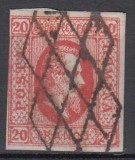 ROMANIA 1865 LP 17 ALEXANDRU IOAN CUZA EFIGIA DOMNITORULUI IN OVAL 20 PARALE ROSU STAMPILA GRATAR
