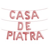 Baloane Folie Casa de Piatra Rose Gold 40cm Set 12 Litere Aniversare Nunta Botez Petrecere Decoratiuni Evenimente