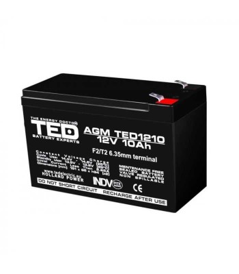 Acumulator AGM VRLA 12V 10A 151x65x95mm F2 TED Battery Expert Holland foto
