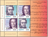 ROMANIA 2020 Ludwig van Beethoven -250 ani Bloc cu 4 timbre (2 serii) LP.2293a, Nestampilat