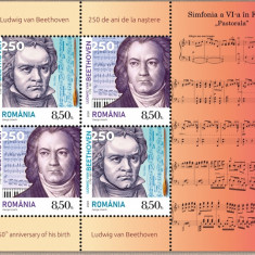 ROMANIA 2020 Ludwig van Beethoven -250 ani Bloc cu 4 timbre (2 serii) LP.2293a