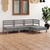 Gossi set mobilier de gradina, 4 piese, gri, lemn masiv de pin