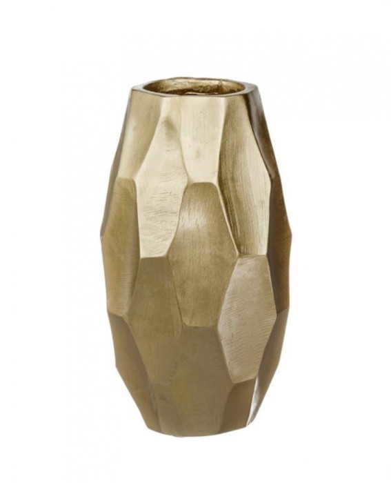 Vaza decorativa, aurie cu model asimetric, 15x15x27 cm