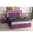 Pat Tapitat Ianis Mov + Saltea Lux Ortopedica + Noptiere Tapitate 180x200cm