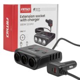 Splitter priza bricheta auto 180W cu 4 USB, QC3.0, PD 3.0, AMiO