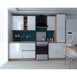 Bucatarie Chelsea 2m, 200x60x215 cm, Stejar K003 Alb