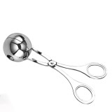 Cleste de bucatarie, pentru prepararea bilelor din carne, din otel inoxidabil, maner ergonomic, argintiu