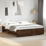 VidaXL Cadru de pat, stejar maro, 180x200 cm, lemn prelucrat și metal