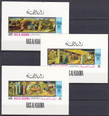 DB1 Pictura Craciun 1968 Ras al Khaima 3 x SS MNH foto