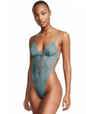 Costum Sexy, Victoria&amp;#039;s Secret, Unlined Corded Lace Teddy, Runaway Teal, Marime M foto