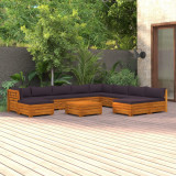 Set mobilier gradina cu perne, 11 piese, lemn masiv de acacia GartenMobel Dekor, vidaXL