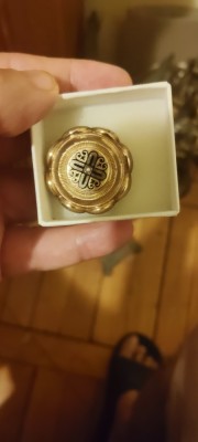 Broșă biedermeier praf aur foto