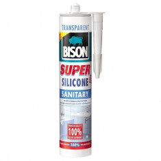 Silicon Sanitar Super Bison, 280 ml, Transparent, Mastic Etansare, Bison Super Silicone Sanitary, Silicon Transparent Sanitar, Mastic Etanseizant Sani