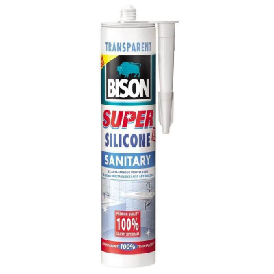 Silicon Sanitar Super Bison, 280 ml, Transparent, Mastic Etansare, Bison Super Silicone Sanitary, Silicon Transparent Sanitar, Mastic Etanseizant Sani foto