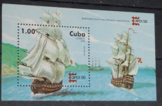 Cuba 1996 transporturi,,nave cu p&amp;acirc;nza,corabie bloc. neștampilată foto