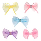 Set 5 Clame de Păr 3D cu Fundițe Satinate și Accente Glitter, 6.5 cm, Multicolore, CMCLASS