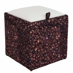 TABURET BOX - PRINT - CORP CAFEA/CAPAC IMITATIE PIELE DIVERSE CULORI - Galben 22168 foto