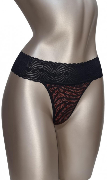 Chiloti tanga animal print negru