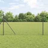 St&acirc;lpi de Gard 12 pcs Gri 140 cm Oțel vopsit &icirc;n pulbere