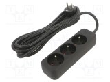 Prelungitor alimentare LANBERG 3m 3 prize 10A negru