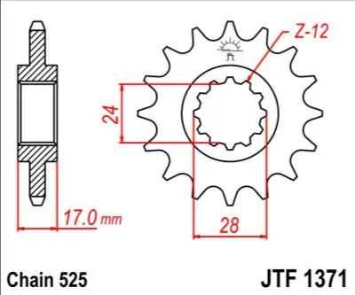 Pinion fata 14 dinti pas lant 525 - Honda CB 600 F Hornet (98-06) - S F21 Hornet S (00-04) - CBF 600 N/S (05-07) - CBR 600 F (97-98)