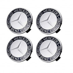 Set 4 Capace auto Mercedes Benz, bleumarin inchis, 73mm foto