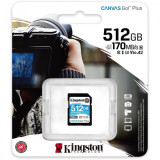 Sd card kingston 512gb canvas go plus clasa 10 uhs-i speed up to 170 mb/s
