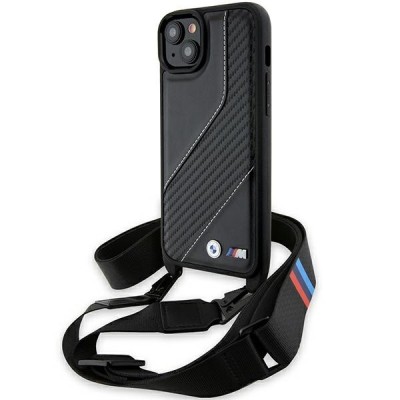 Husa pentru Apple iPhone 15 Plus, BMW, M Edition Carbon Stripe &amp;amp; Strap, Neagra foto