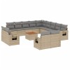 Set canapele de gradina, 14 piese, cu perne, bej, poliratan