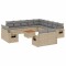 Set canapele de gradina, 14 piese, cu perne, bej, poliratan