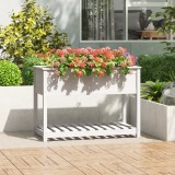Cumpara ieftin Jardinieră cu raft, alb, 111,5x54x81 cm, lemn masiv de pin