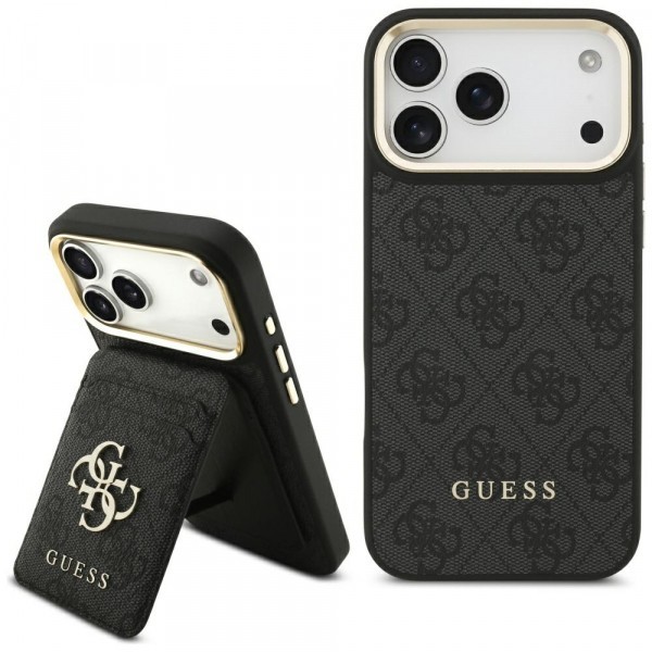 Husa MagSafe pentru Apple iPhone 17 Pro Max, Guess, Cardslot 4G, Neagra