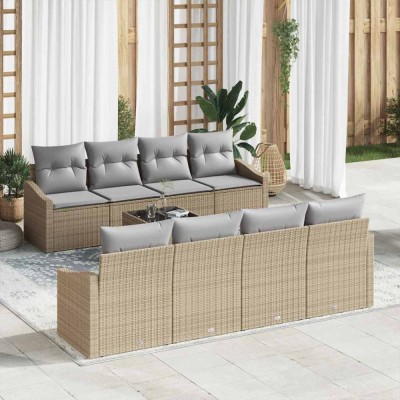 vidaXL Set de canapele pentru grădină 7 pcs Bej și gri 55 x 55 x 37 cm 3355319 foto