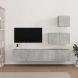 VidaXL Set dulap TV, 4 piese, gri beton, lemn prelucrat