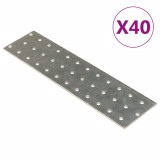 VidaXL Plăci perforate, 40 buc., 2 mm, 240x60 mm, oțel galvanizat