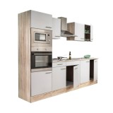 Mobilier de bucătărie Yorki 270 cu corp din stejar Sonoma, fațade albe cu finisaj satinat, fără blat de lucru