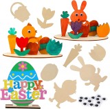 Set de 6 decoratiuni pentru Paste TEPENAR, lemn, multicolor