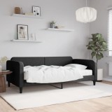 VidaXL Pat de zi cu saltea, negru, 100x200 cm, textil 3196805