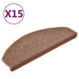 Cumpara ieftin Covorase pentru scari, 15 buc., 65x24x4 cm, maro, semirotunde, mari