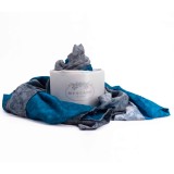 Cumpara ieftin Esarfa Matase Naturala Unisex Montecristo, Dubla Fata, Albastru Argintiu, 185x65cm, Made in Italy