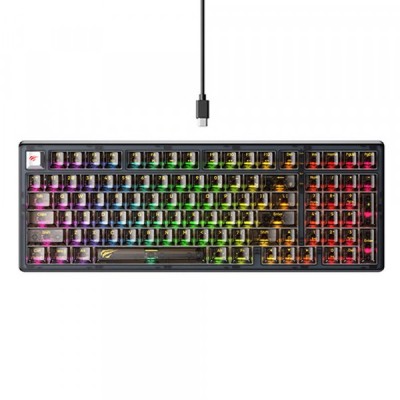 Tastatura Gaming Wired USB HAVIT KB875L, RGB, 1.8m, Transparenta Neagra foto