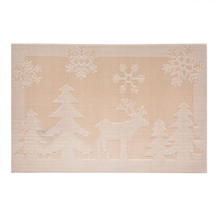 Suport Farfurii Crăciun, Model Cerb Brazi Fulgi, 45x30cm, Auriu