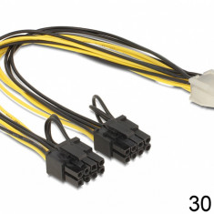 Cablu PCI Express 6 pini la 2 x 8 pini M-T 30cm, Delock 83433